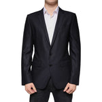 Dolce & Gabbana Dark Blue Wool Single Breasted Dress Coat Blazer JKT3746-48