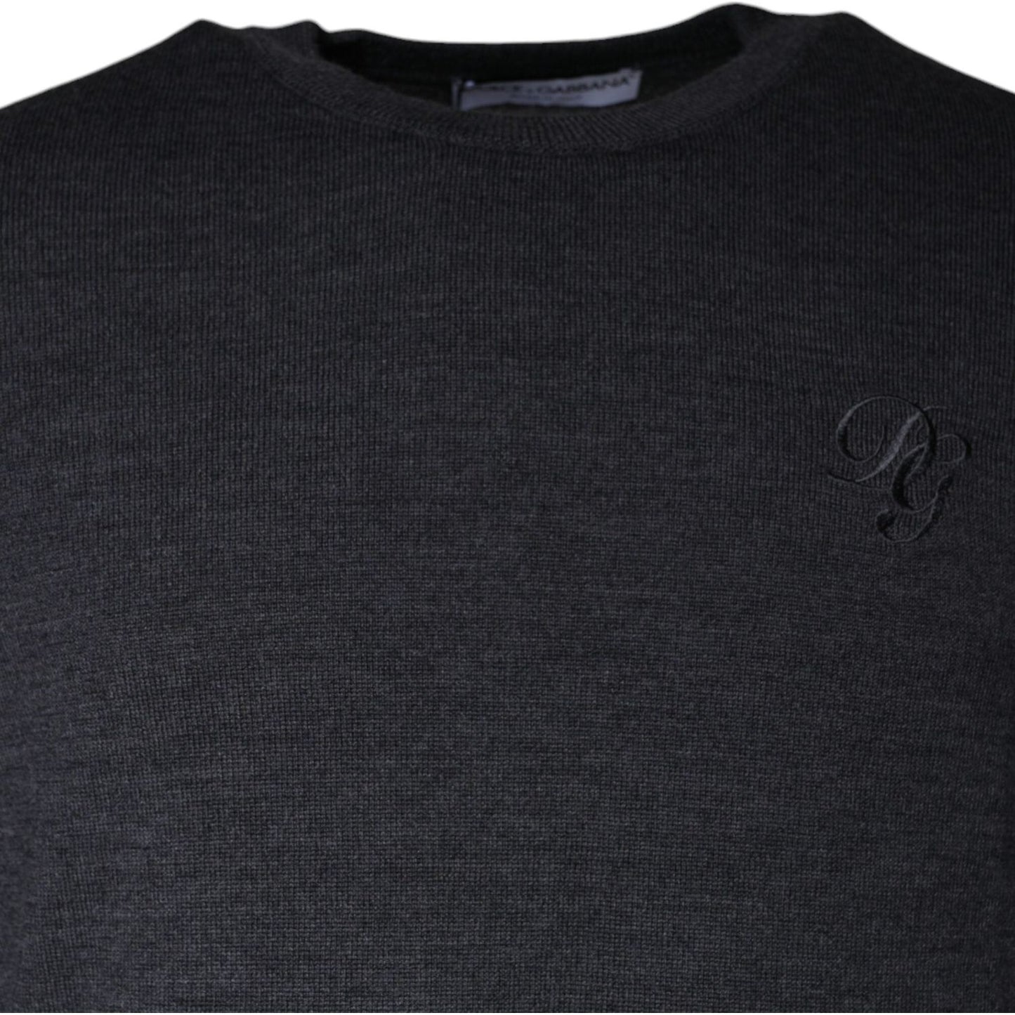 Dolce & Gabbana Dark Gray Wool Crew Neck Pullover Sweater TSH86990-46