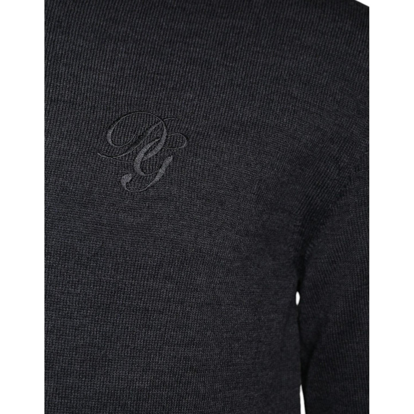 Dolce & Gabbana Dark Gray Wool Crew Neck Pullover Sweater TSH86990-46