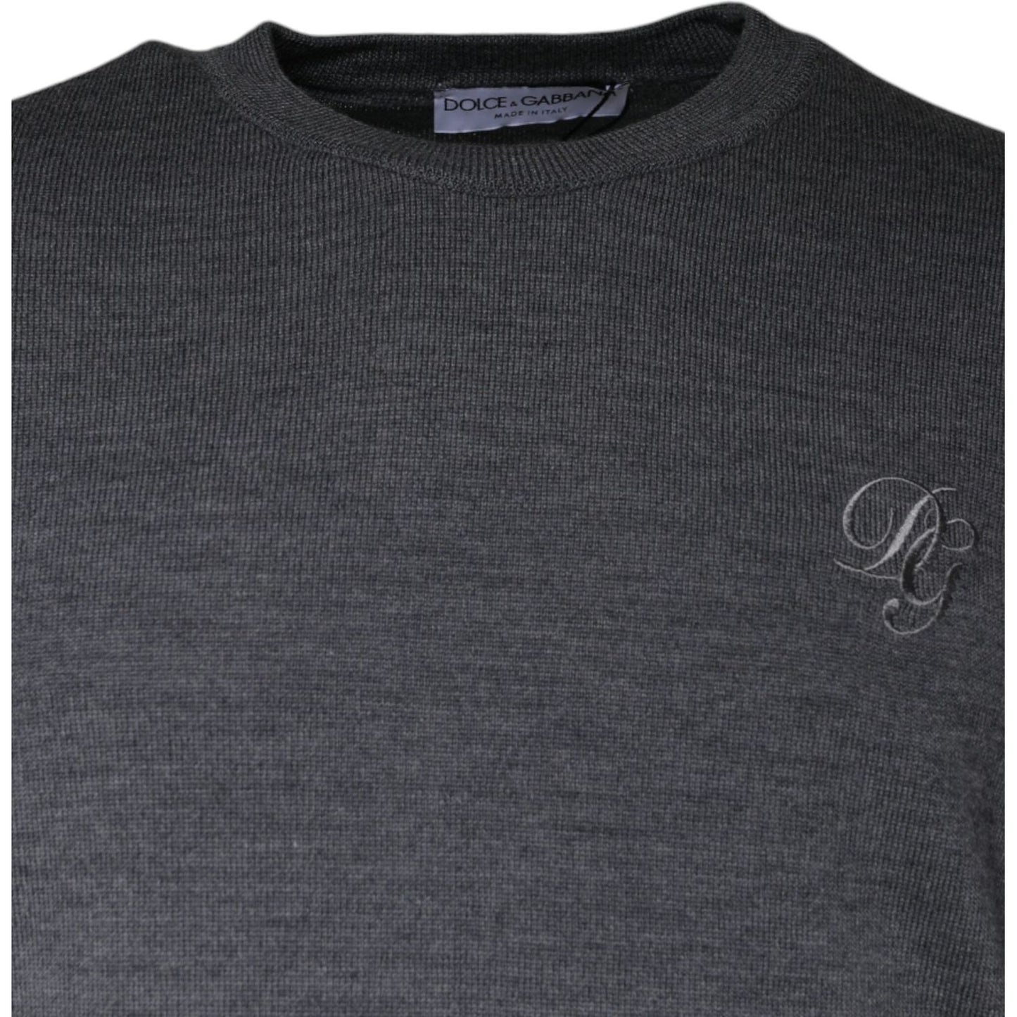 Dolce & Gabbana Dark Gray Wool Crew Neck Pullover Sweater TSH87056-50