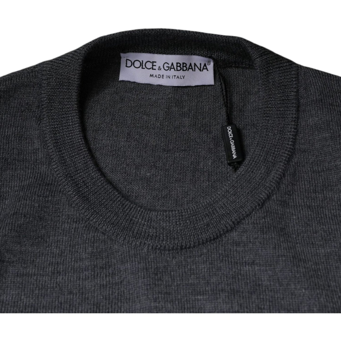 Dolce & Gabbana Dark Gray Wool Crew Neck Pullover Sweater TSH87056-50