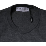 Dolce & Gabbana Dark Gray Wool Crew Neck Pullover Sweater TSH87056-50