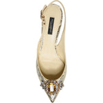 Dolce & Gabbana Gold Crystal Pumps Heels Slingbacks Shoes LA11792-37