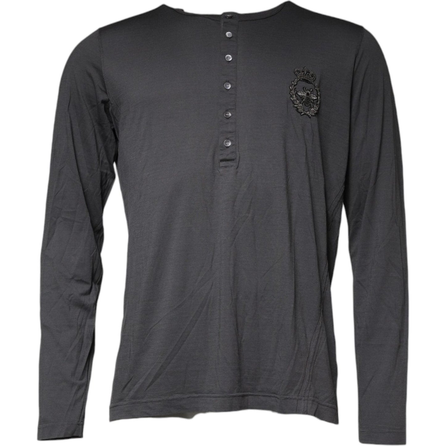 Dolce & Gabbana Gray Crown Bee Embroidery Pullover Sweater TSH86888-52