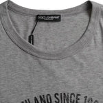 Dolce & Gabbana Gray Graphic Print Cotton Round Neck T-shirt TSH86459-54