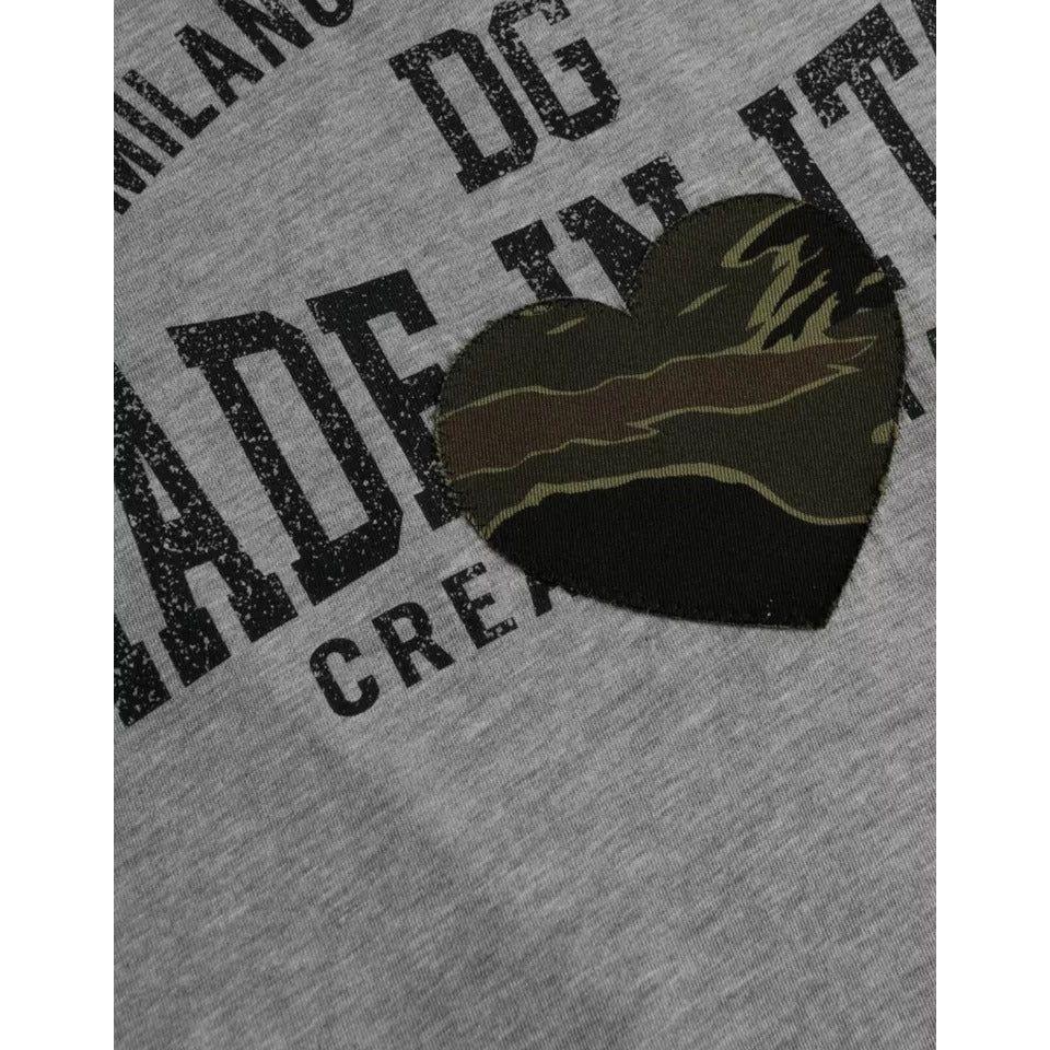 Dolce & Gabbana Gray Graphic Print Cotton Round Neck T-shirt TSH86459-54