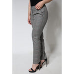 Dolce & Gabbana Gray Plaid Wool Mid Waist Women Tapered Pants PAN75520-42
