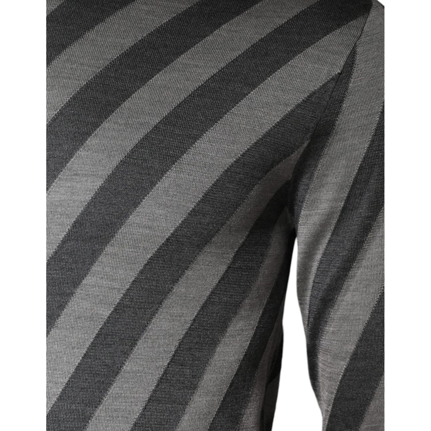 Dolce & Gabbana Gray Stripes Long Sleeve Round Neck Pullover Sweater TSH86991-46