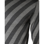 Dolce & Gabbana Gray Stripes Long Sleeve Round Neck Pullover Sweater TSH86991-46