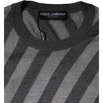 Dolce & Gabbana Gray Stripes Long Sleeve Round Neck Pullover Sweater TSH86991-46