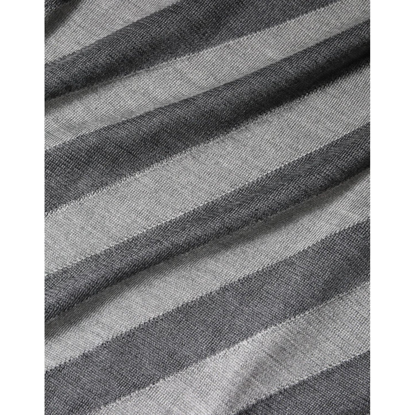 Dolce & Gabbana Gray Stripes Long Sleeve Round Neck Pullover Sweater TSH86991-46