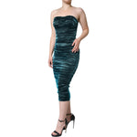 Dolce & Gabbana Green Silk Blend Satin Fitted Strapless Dress DR28060-40
