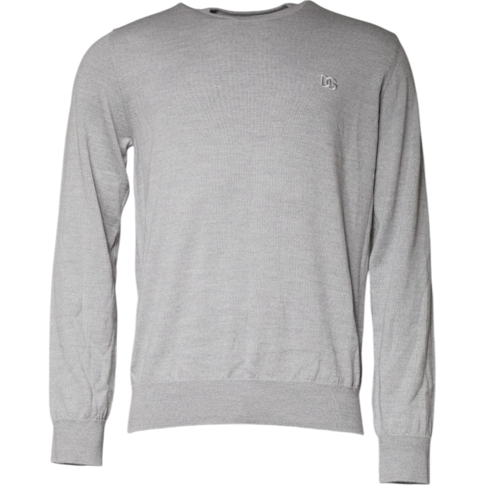 Dolce & Gabbana Light Gray Wool Crew Neck Pullover Sweater TSH86979-50