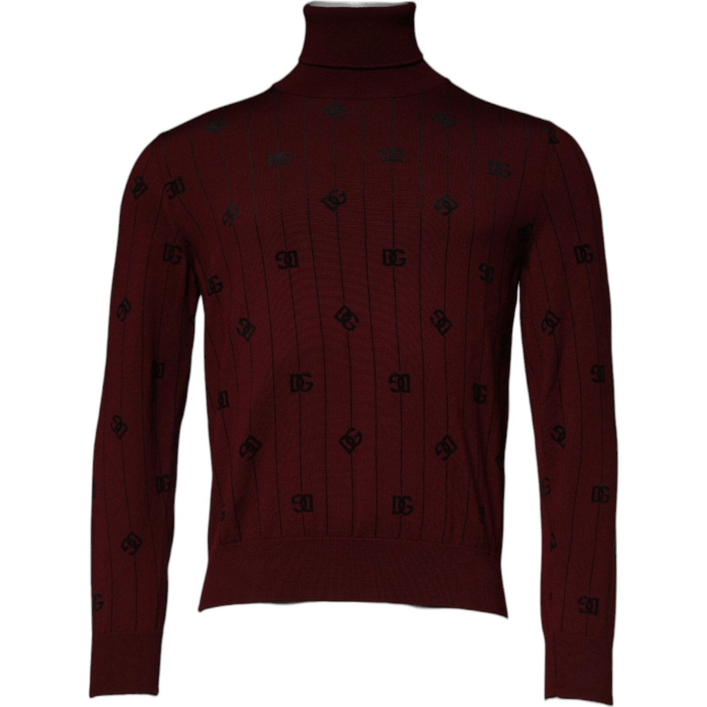 Dolce & Gabbana Maroon Monogram Turtleneck Pullover Sweater TSH87528-48