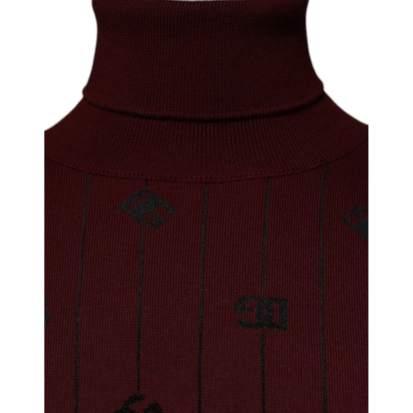 Dolce & Gabbana Maroon Monogram Turtleneck Pullover Sweater TSH87528-48