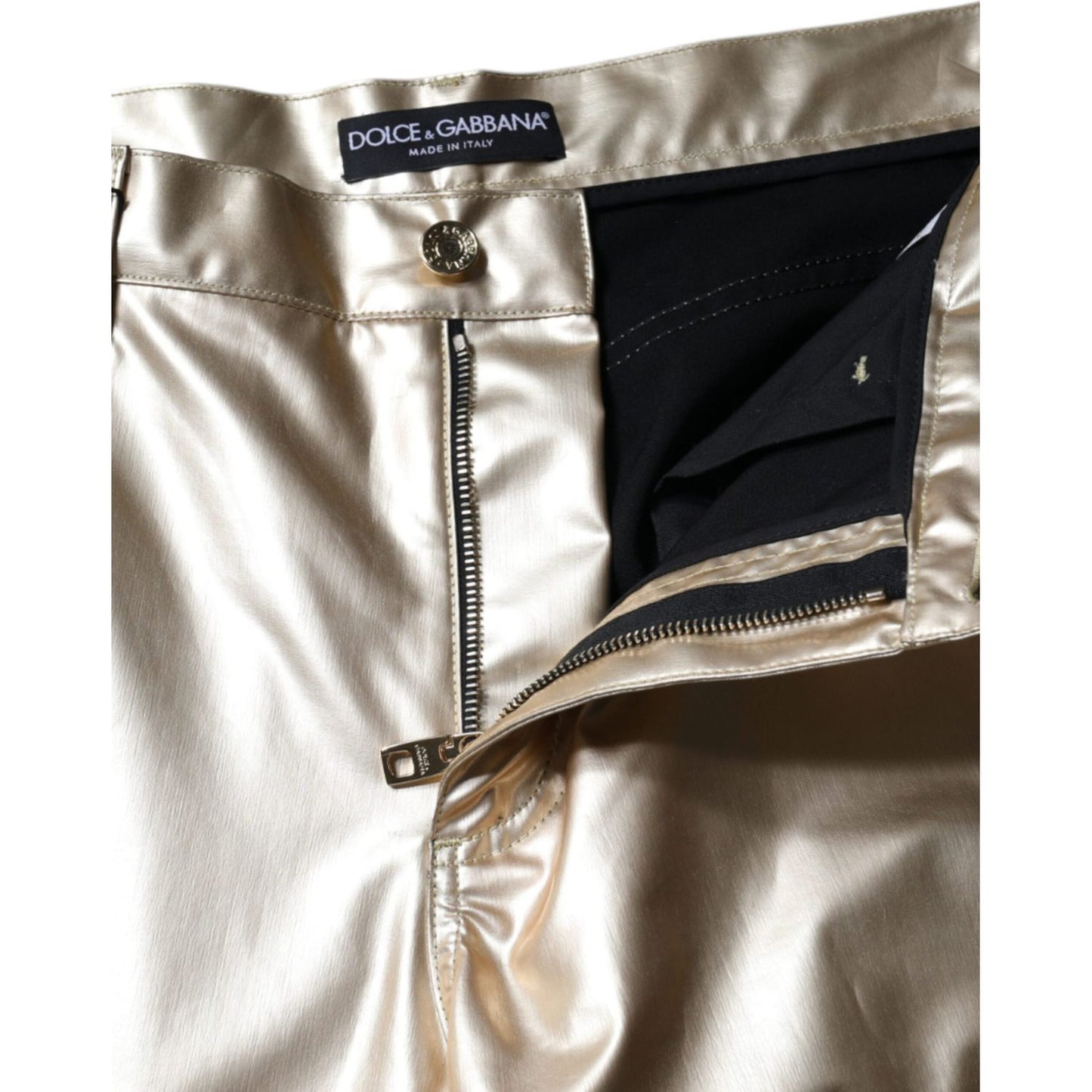 Dolce & Gabbana Metallic Gold Polyester Tapered Pants PAN74176-40