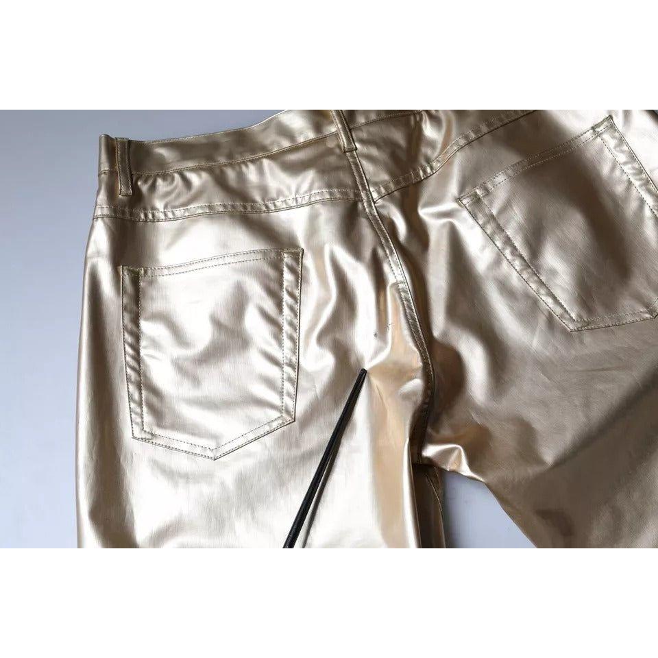 Dolce & Gabbana Metallic Gold Polyester Tapered Pants PAN74176-40