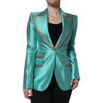 Dolce & Gabbana Metallic Green Single Breasted Blazer Jacket JKT3271-40