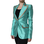 Dolce & Gabbana Metallic Green Single Breasted Blazer Jacket JKT3271-40