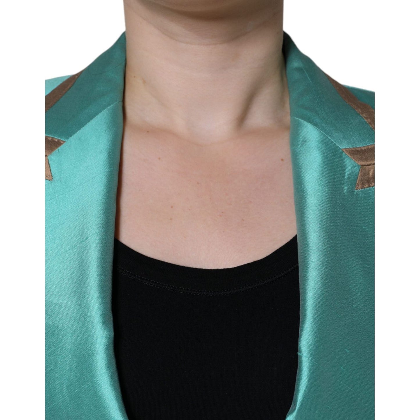 Dolce & Gabbana Metallic Green Single Breasted Blazer Jacket JKT3271-40