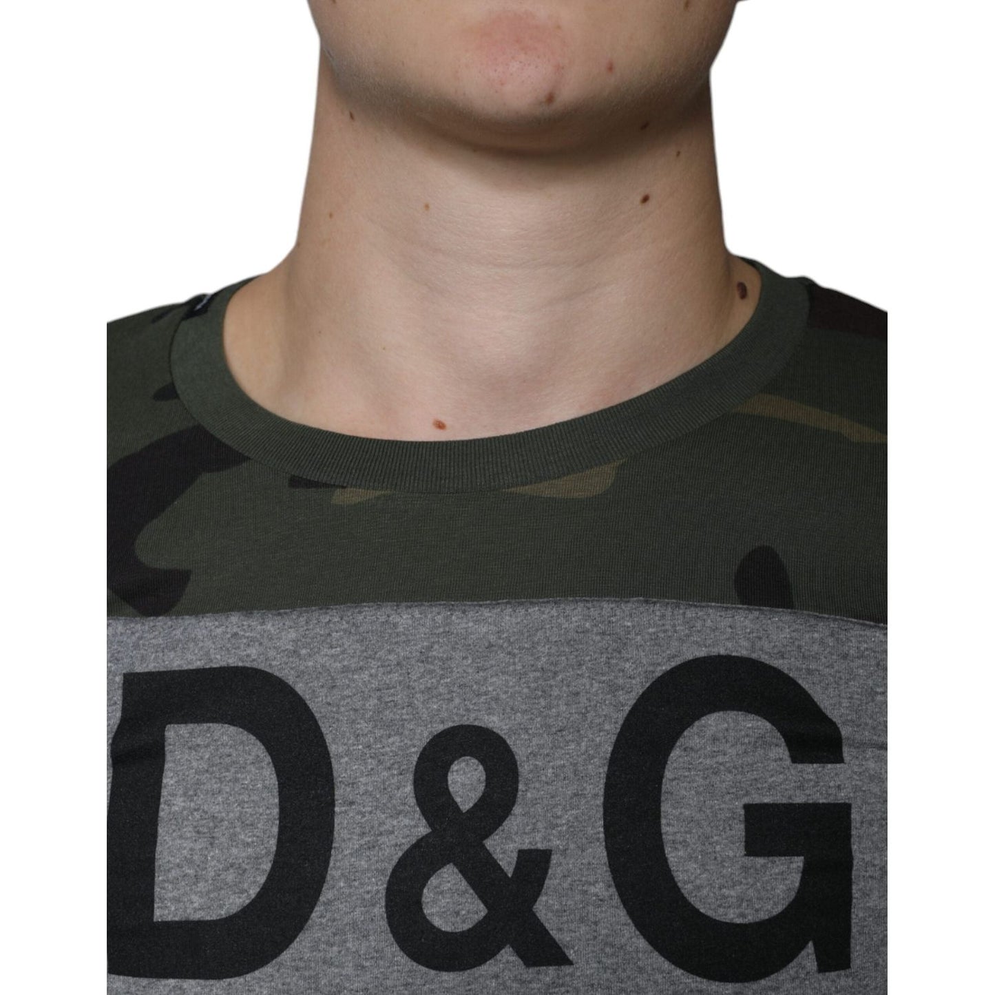 Dolce & Gabbana Multicolor Camouflage Cotton Crew Neck T-shirt TSH86588-44