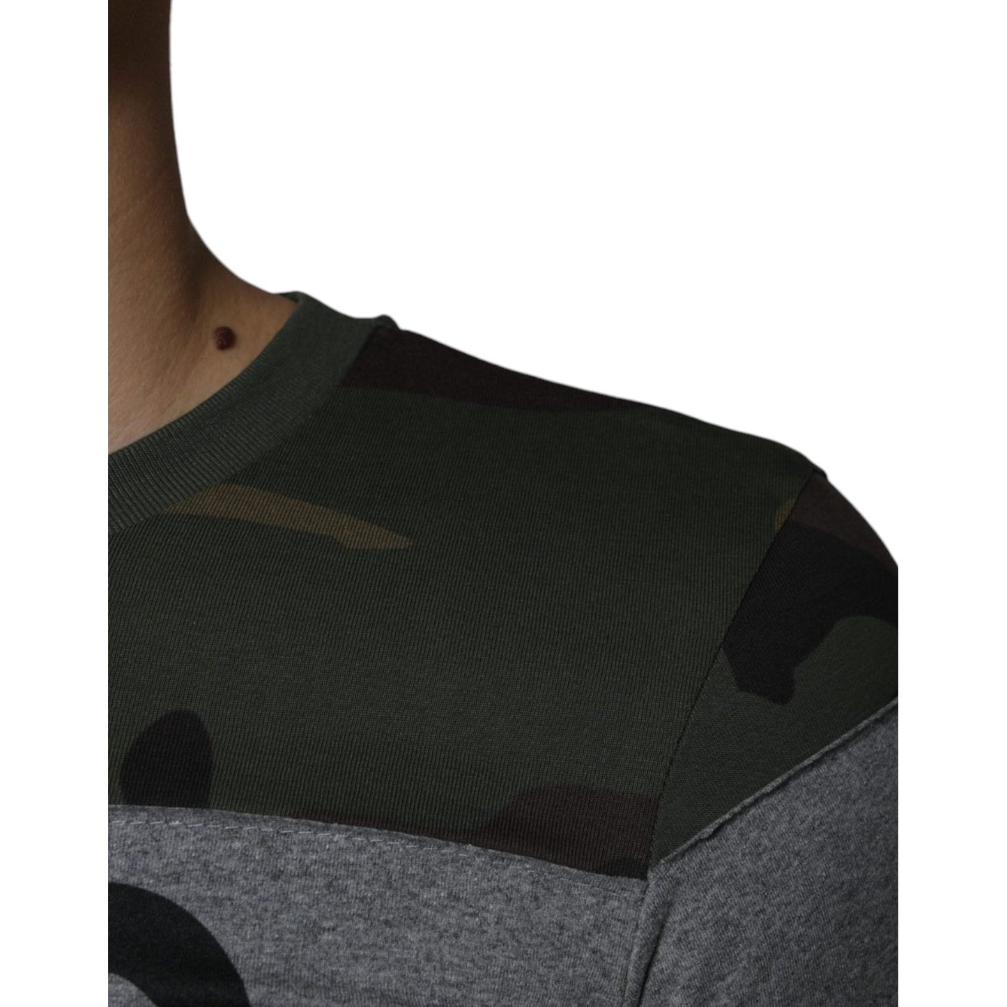 Dolce & Gabbana Multicolor Camouflage Cotton Crew Neck T-shirt TSH86588-44