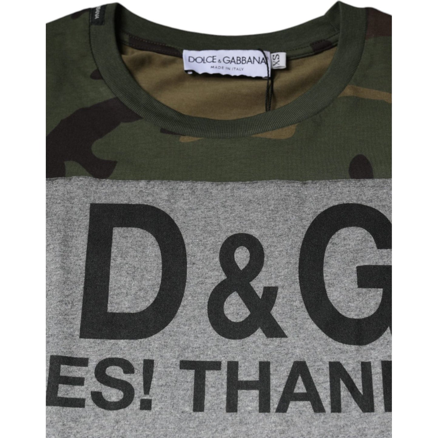 Dolce & Gabbana Multicolor Camouflage Cotton Crew Neck T-shirt TSH86588-44