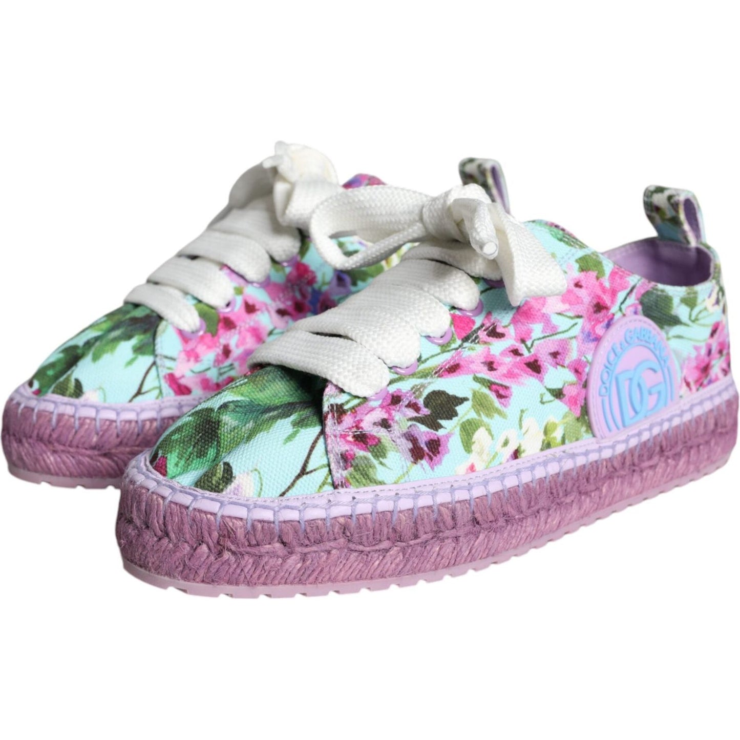Dolce & Gabbana Multicolor Canvas Floral Espadrilles Sneakers Shoes LA11401-36