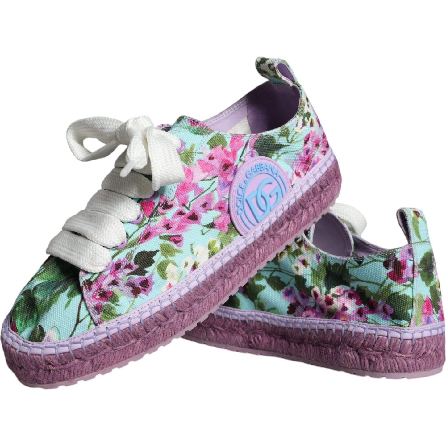 Dolce & Gabbana Multicolor Canvas Floral Espadrilles Sneakers Shoes LA11401-36