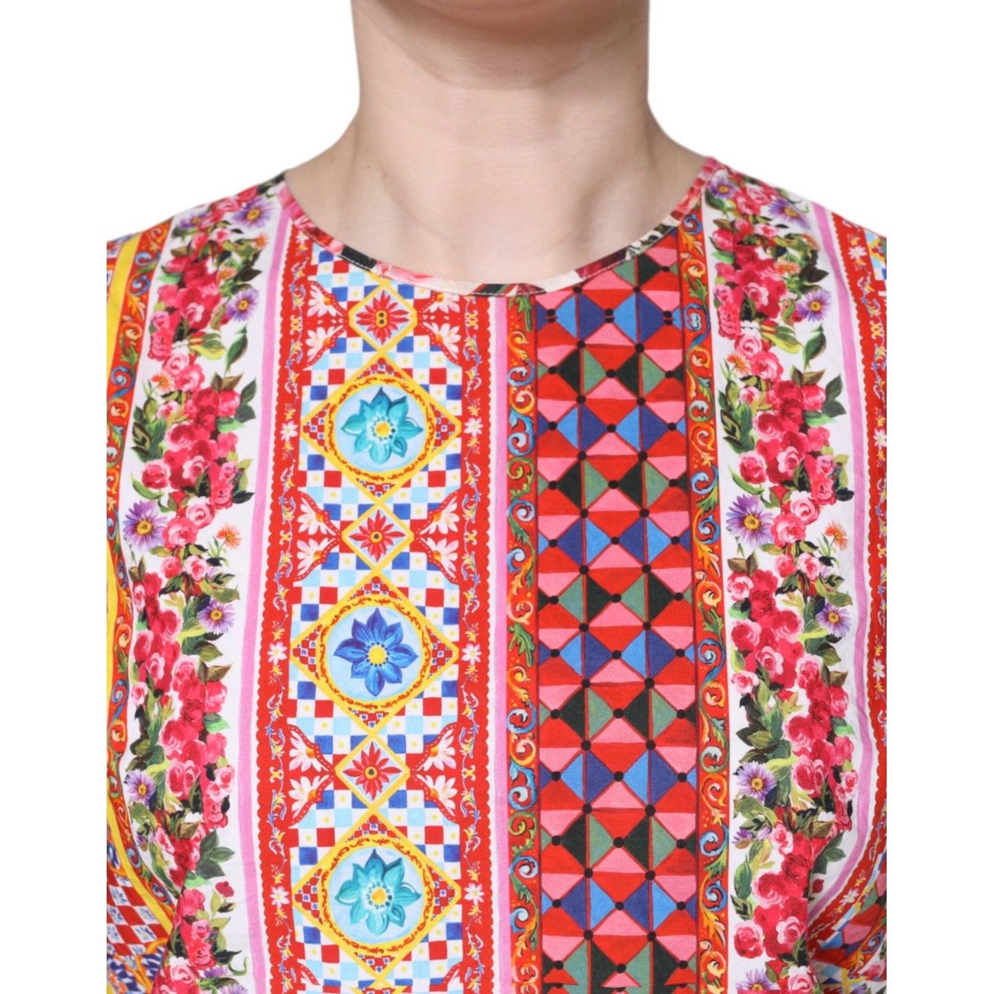 Dolce & Gabbana Multicolor Cotton Carretto Floral Tank Top TSH86560-42