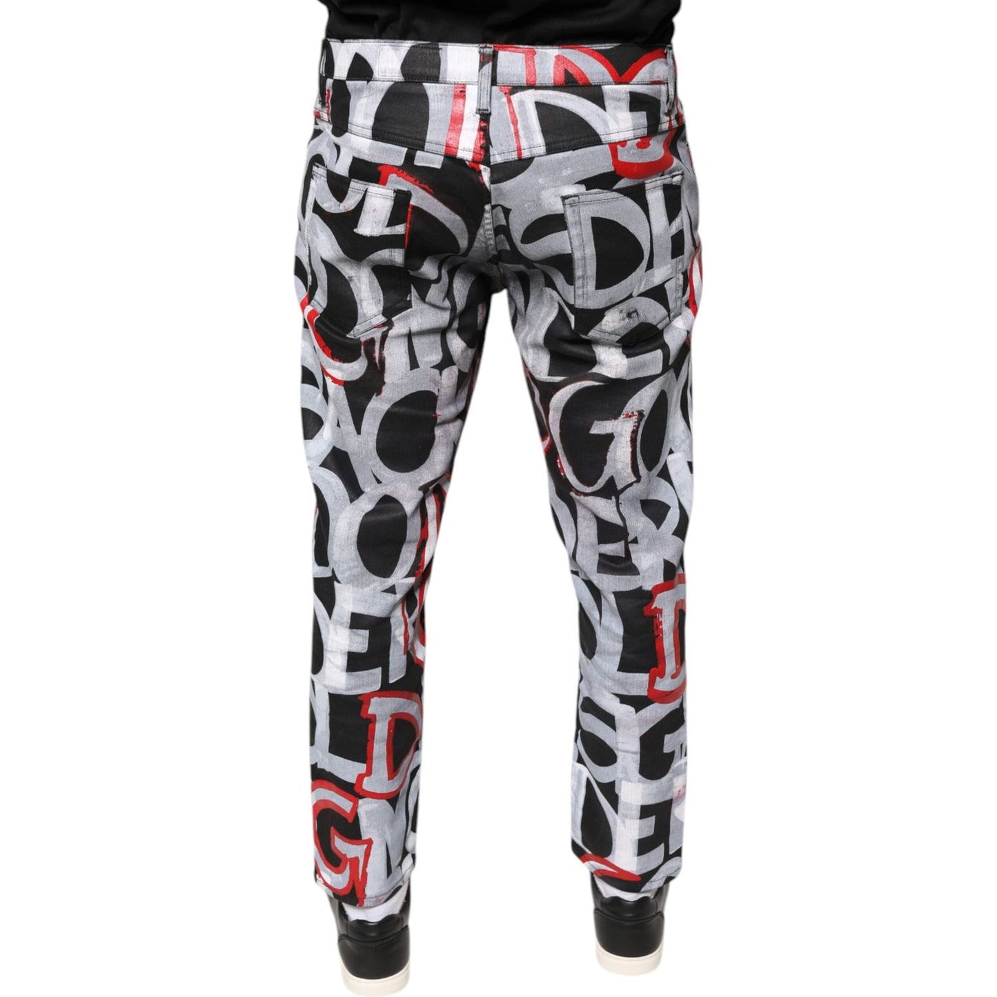 Dolce & Gabbana Multicolor Cotton Monogram Skinny Denim Jeans PAN75612-44