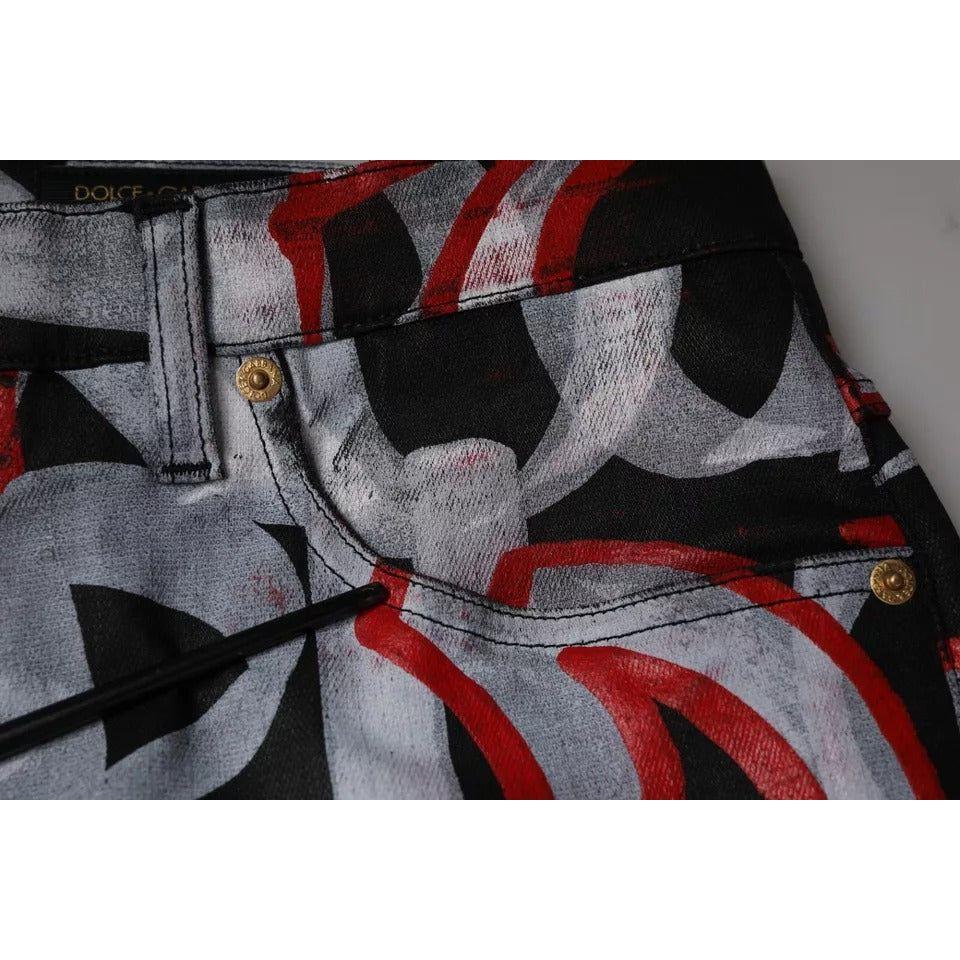 Dolce & Gabbana Multicolor Cotton Monogram Skinny Denim Jeans PAN75612-44