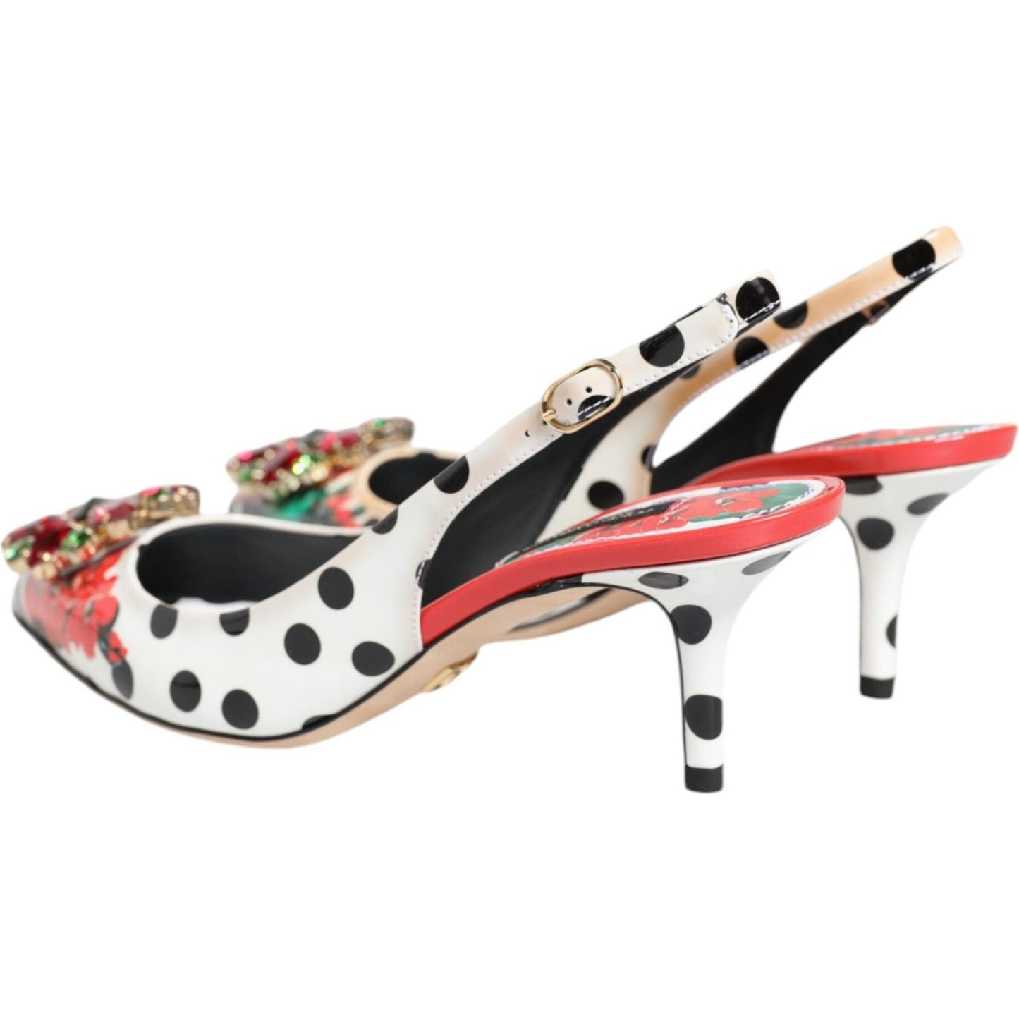 Dolce & Gabbana Multicolor Crystal Heels Slingback Shoes LA11752-36.5