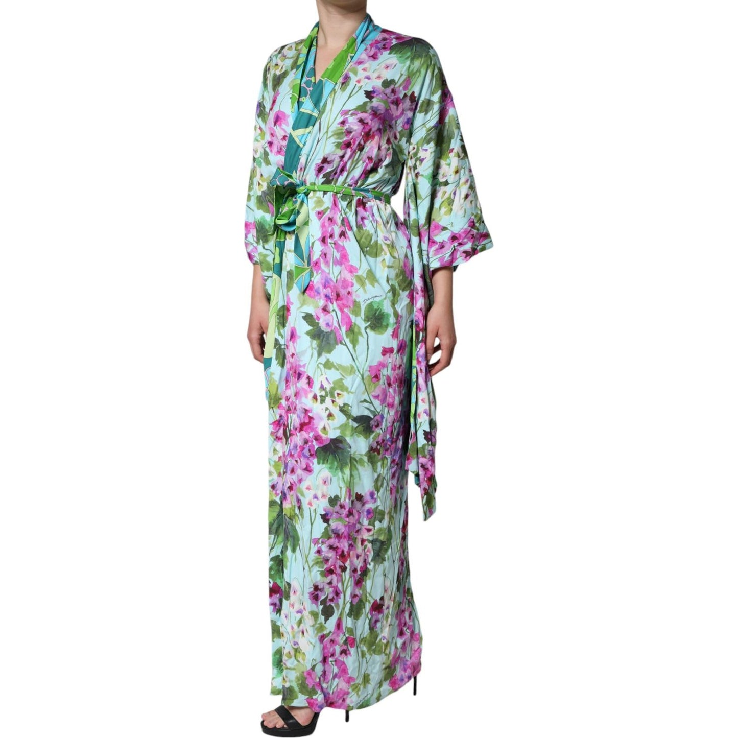 Dolce & Gabbana Multicolor Floral Silk Stretch Wrap Dress DR281148-42