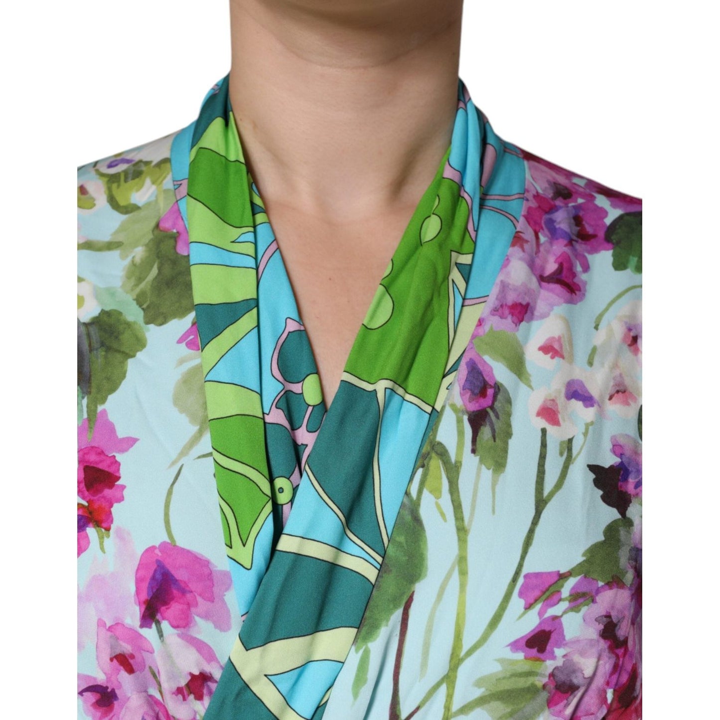 Dolce & Gabbana Multicolor Floral Silk Stretch Wrap Dress DR281148-42