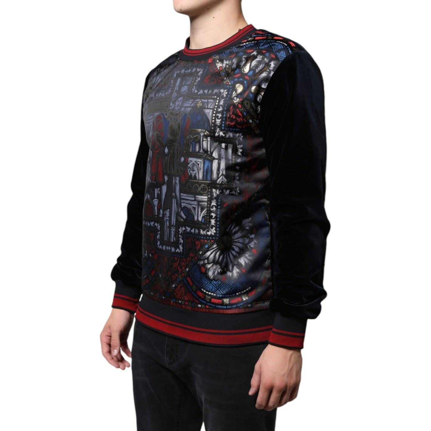 Dolce & Gabbana Multicolor Jacquard Crew Neck Sweatshirt Sweater TSH87126-44
