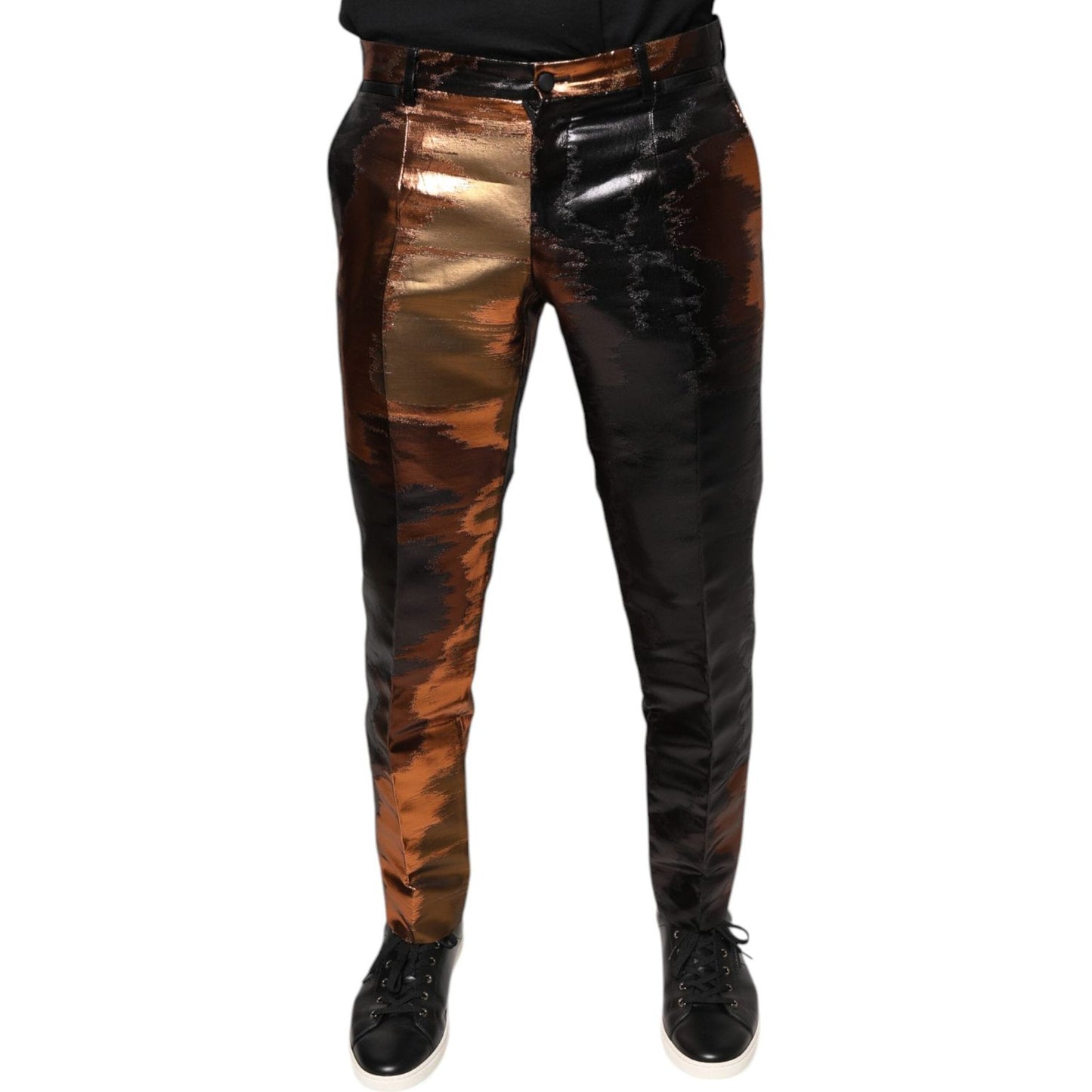 Dolce & Gabbana Multicolor Jacquard Skinny Men Pants PAN75357-48