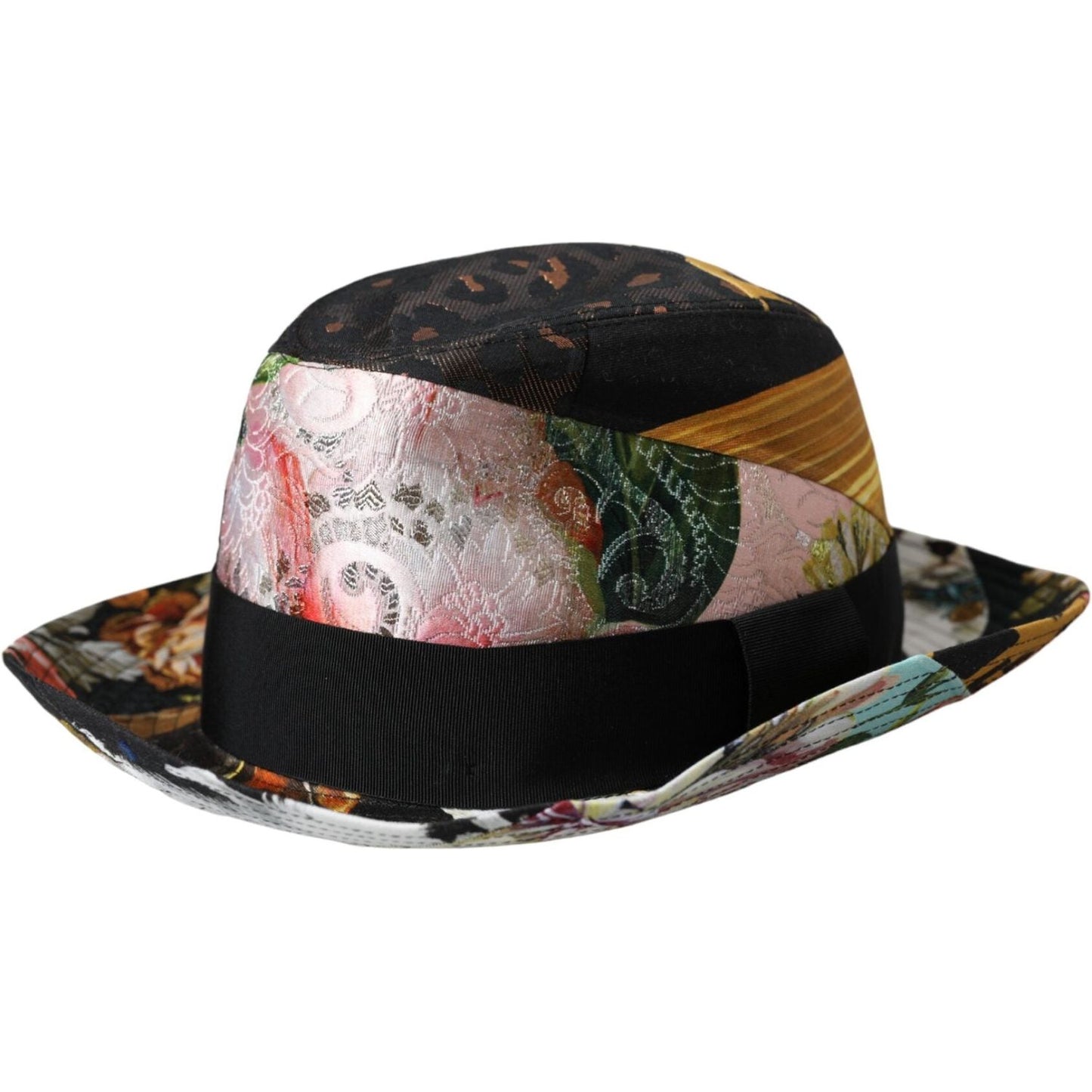 Dolce & Gabbana Multicolor Patchwork Women Fedora Wide Brim Hat HAT9632-57