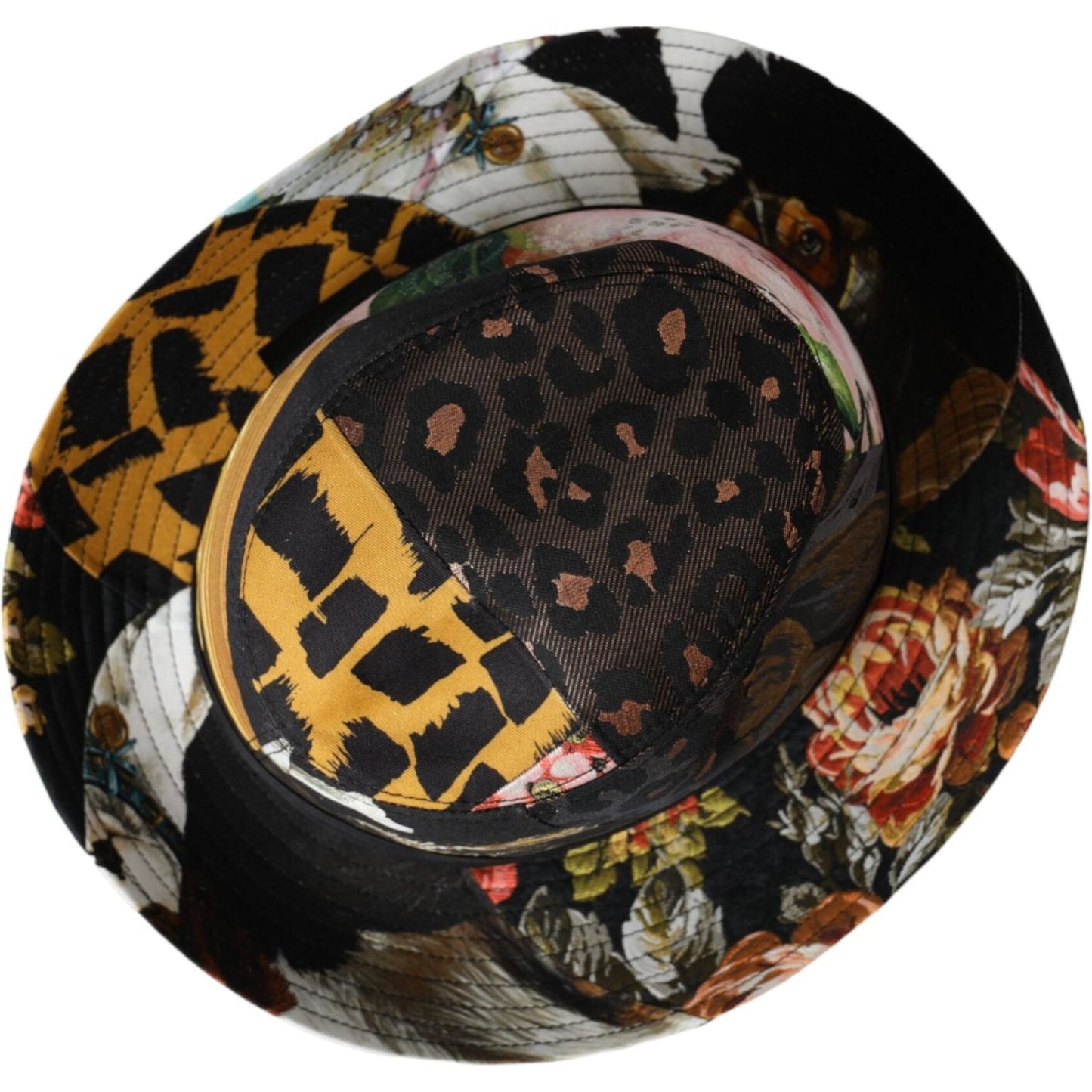 Dolce & Gabbana Multicolor Patchwork Women Fedora Wide Brim Hat HAT9632-57
