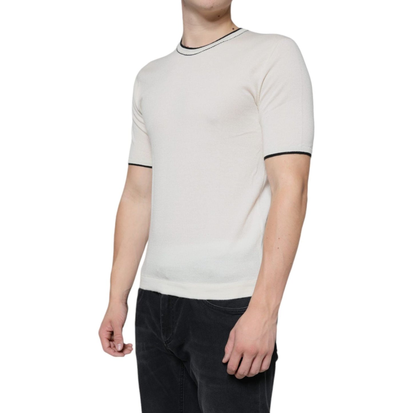 Dolce & Gabbana Off White Cashmere Short Sleeves T-shirt TSH86674-44