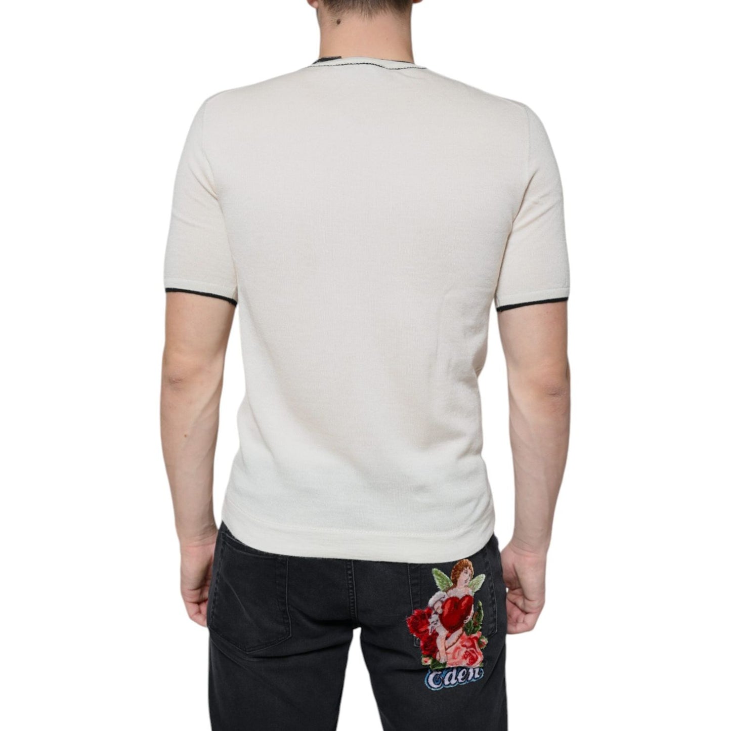 Dolce & Gabbana Off White Cashmere Short Sleeves T-shirt TSH86674-44