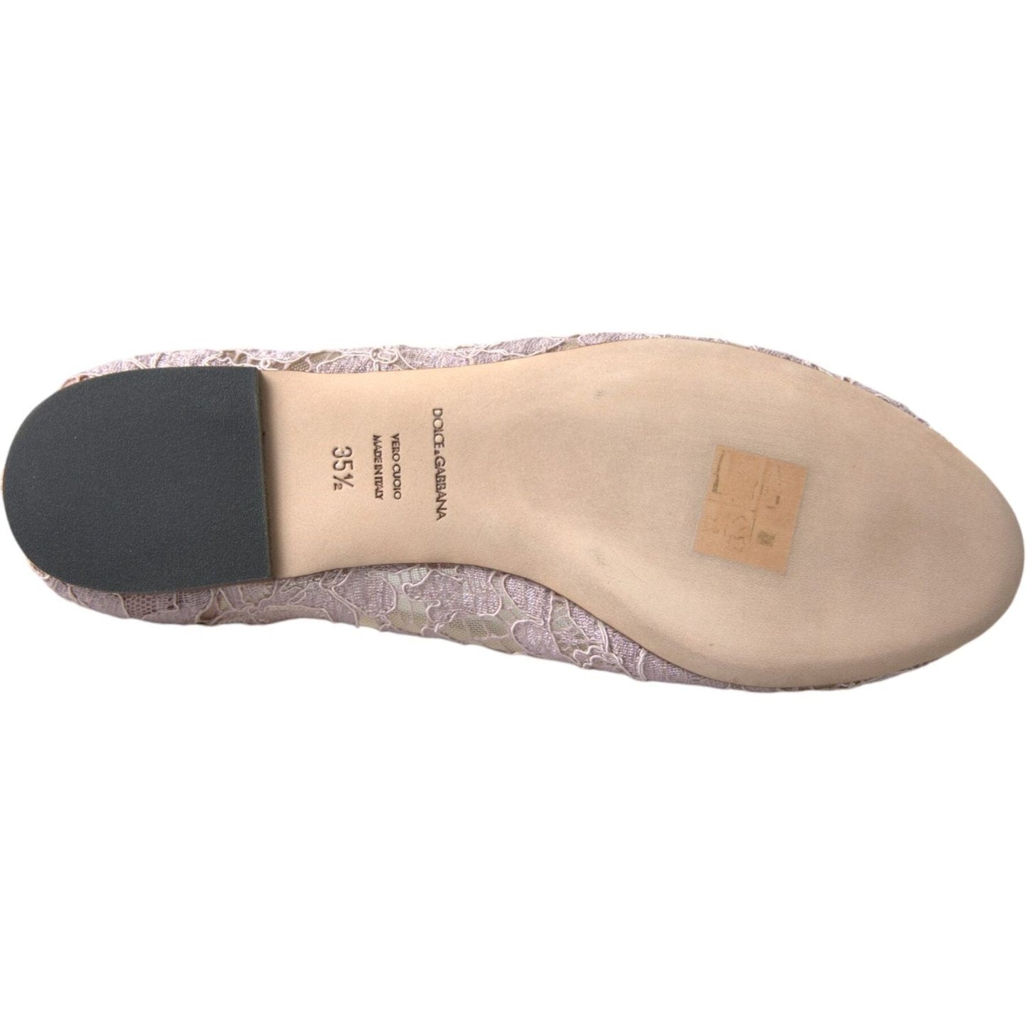 Dolce & Gabbana Pink Lace Crystal Ballet Flats Loafers Shoes LA10311-35.5