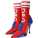 Dolce & Gabbana Red Blue Stretch Sock Style Ankle Boots Logo Shoes LA11123-36.5