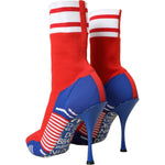 Dolce & Gabbana Red Blue Stretch Sock Style Ankle Boots Logo Shoes LA11123-36.5