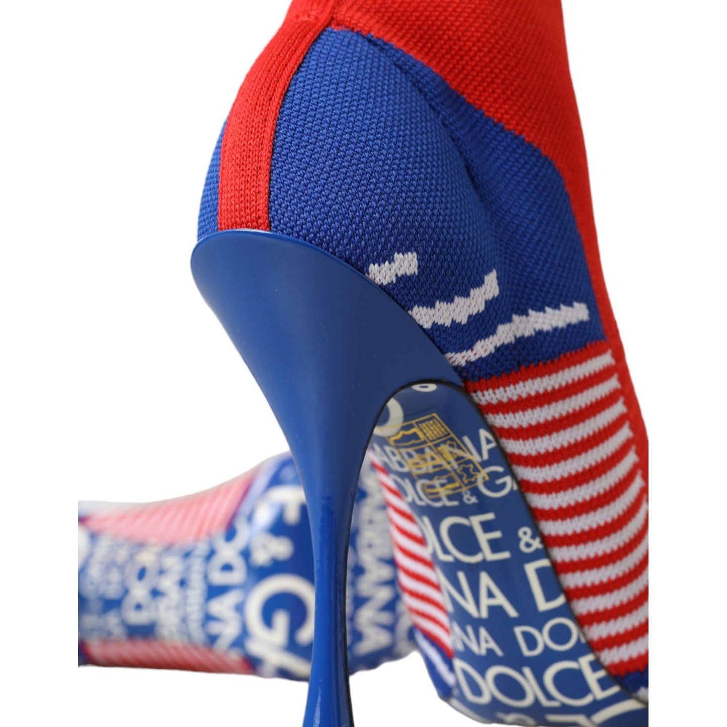Dolce & Gabbana Red Blue Stretch Sock Style Ankle Boots Logo Shoes LA11123-36.5