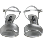 Dolce & Gabbana Silver KEIRA Heels Ankle Strap Sandals Shoes LA11998-35