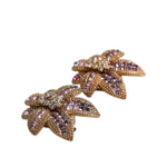 Dolce & Gabbana Gold Brass Purple Flower-Shaped Crystals Clip On Earrings SMY10466