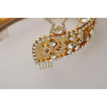 Dolce & Gabbana Gold Crystal Star STRASS Crown Logo Tiara Diadem SMY100155