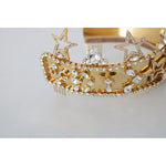 Dolce & Gabbana Gold Crystal Star STRASS Crown Logo Tiara Diadem SMY100155