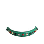 Dolce & Gabbana Green Embellished Leather Bag Handle Women Shoulder Strap SMY11165